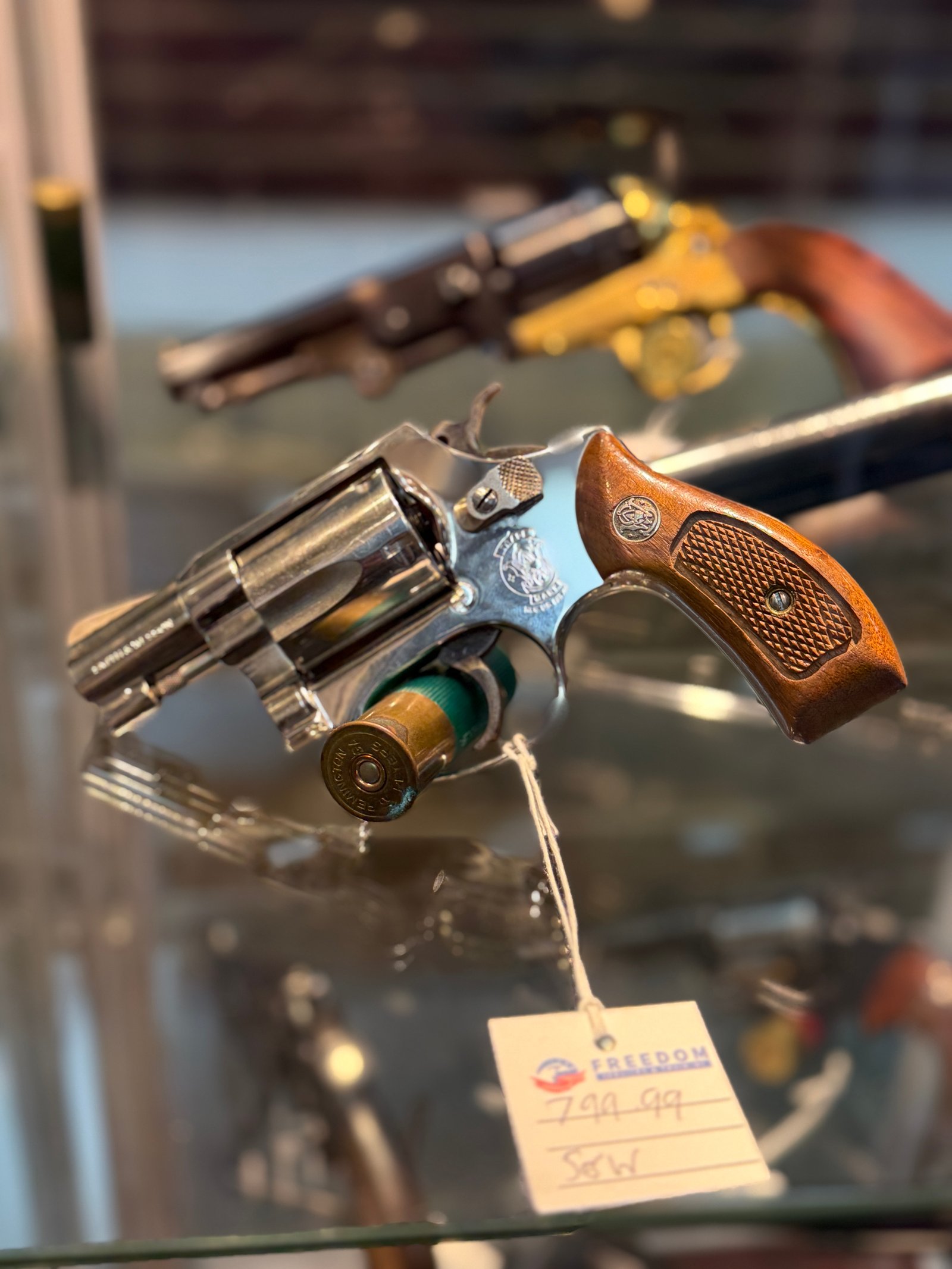 Kimber 1911 pistol on display